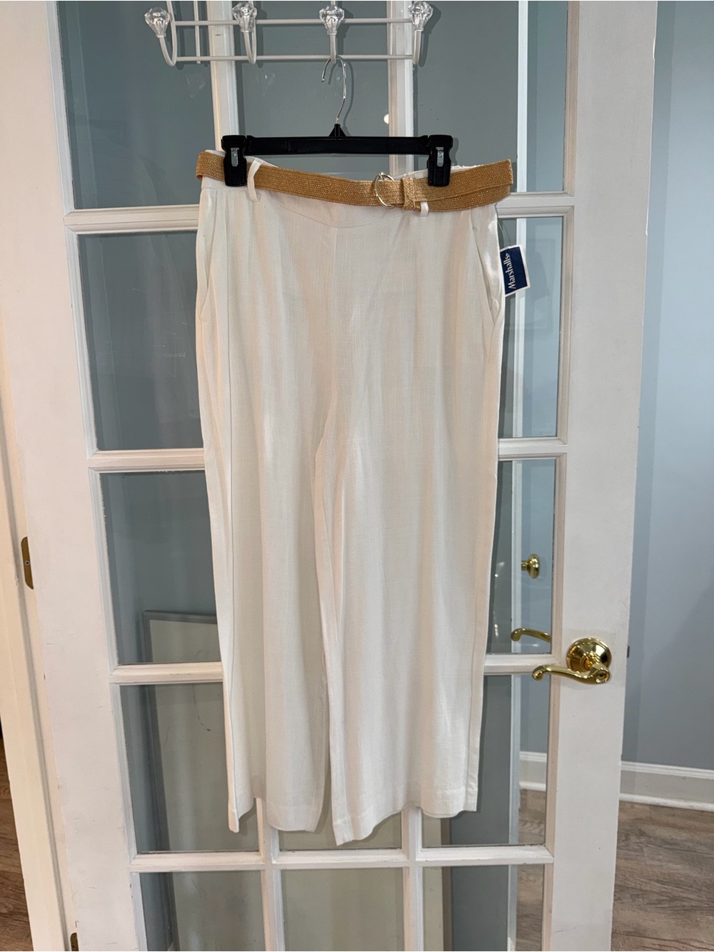 Haver And Blair Wide Leg Crop High Rise Pleated Dress Pants Sz M Cream Ivory Wht